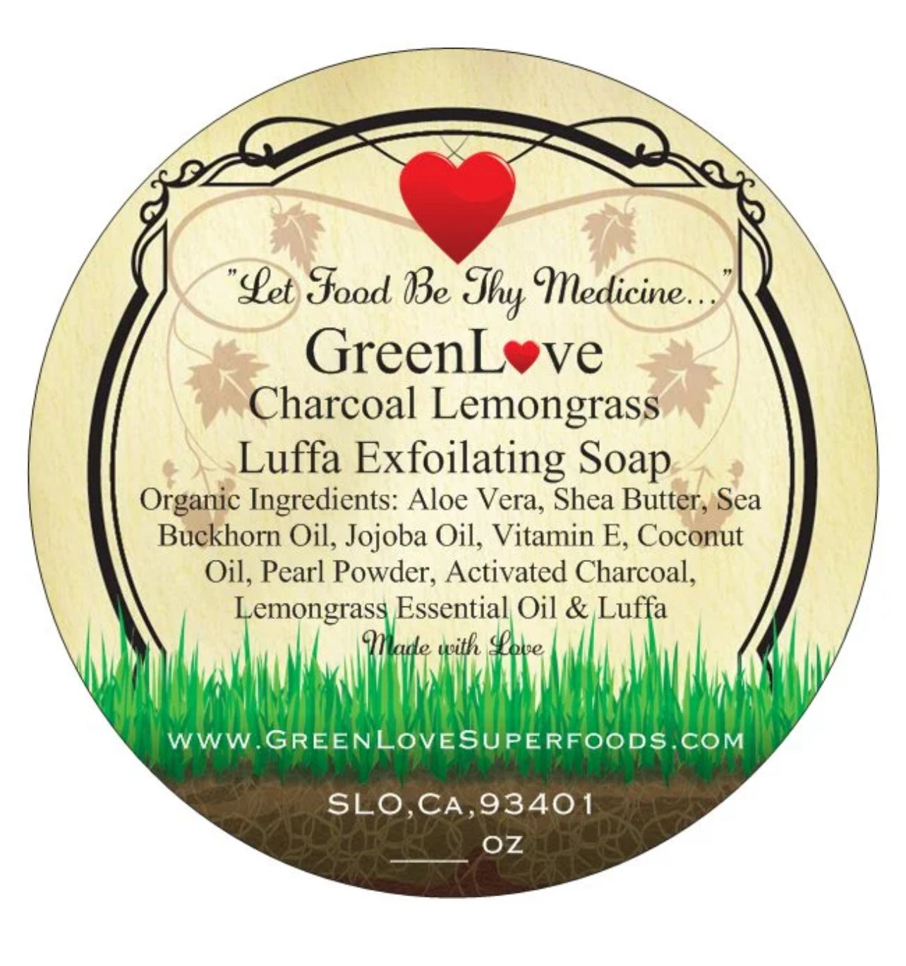 Charcoal Lemongrass Luffa Exfoliating Soap