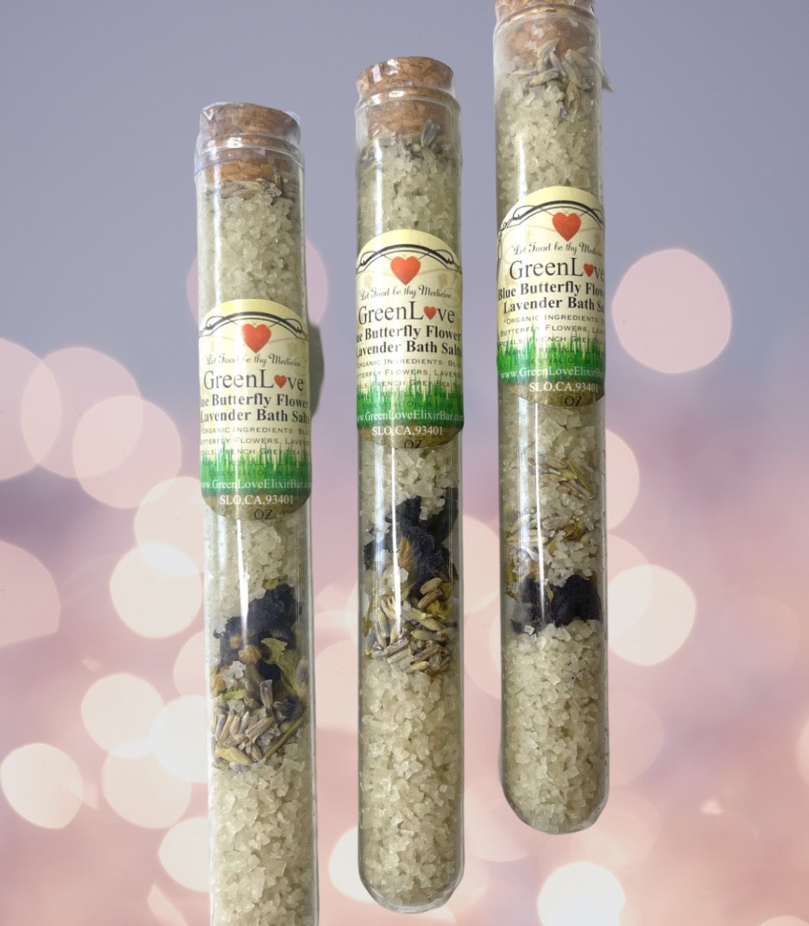 Blue Butterfly Lavender Bath Salt- Glass Tube