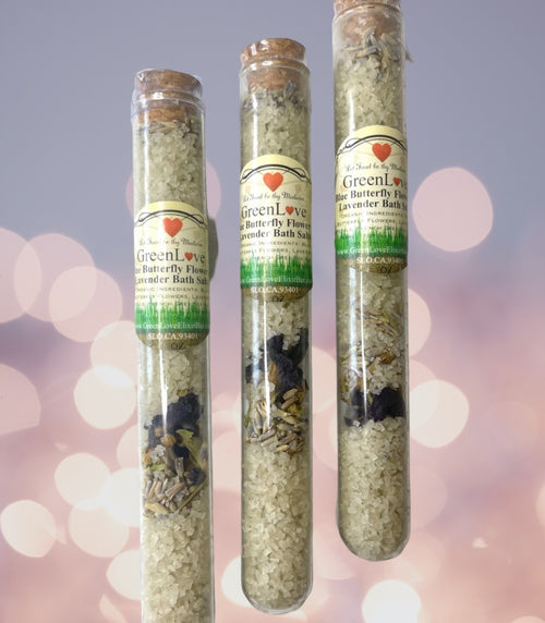 Blue Butterfly Lavender Bath Salt- Glass Tube